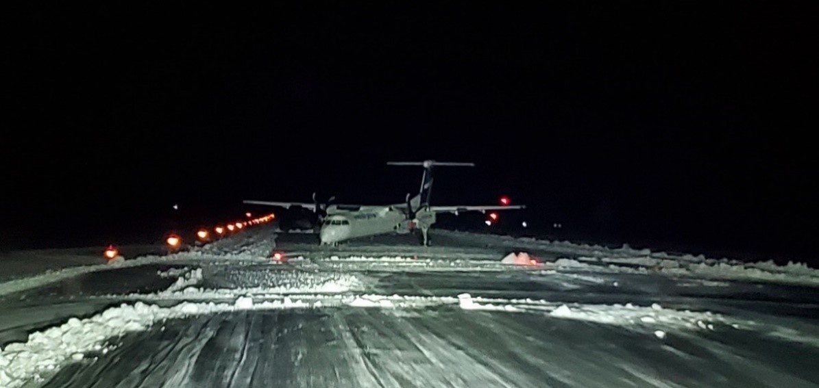 The occurrence aircraft on Runway 33 at Terrace Airport. Image taken approximately 9 hours after the occurrence (Source: Terrace Airport)