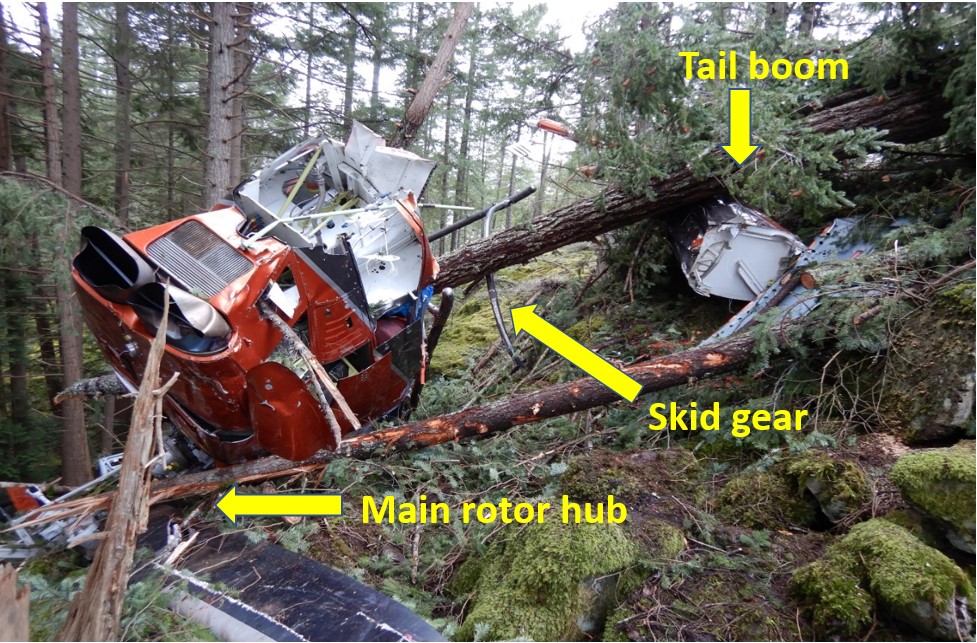The occurrence helicopter at the accident site (Source: TSB)