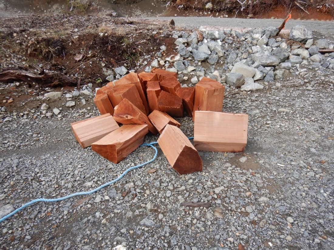 One of the 2 bundles of cedar blocks released by the pilot before the accident (Source: TSB)