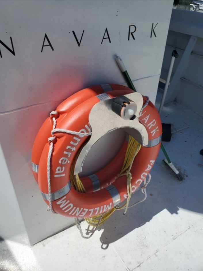 Figure 2. The lifebuoy cradle at the front of the vessel (Source: TSB)