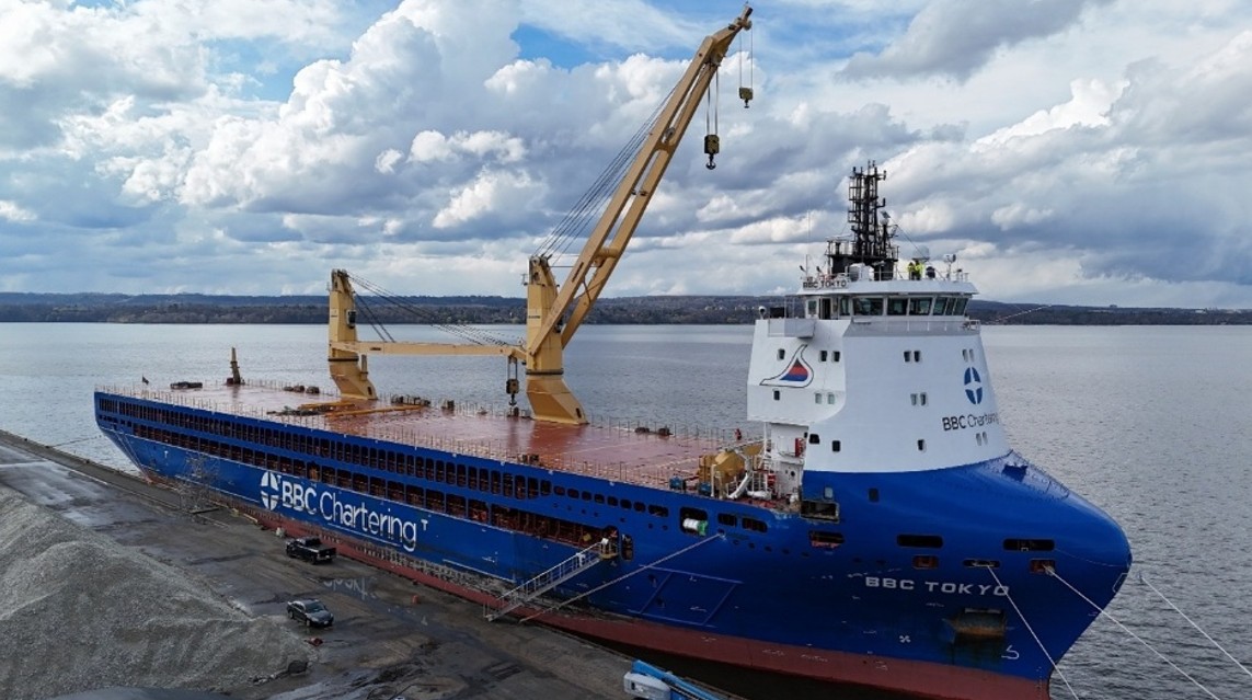 The BBC Tokyo docked in Hamilton, Ontario, a few days after striking the Clarence Street Bridge in the Welland Canal (Source: TSB)